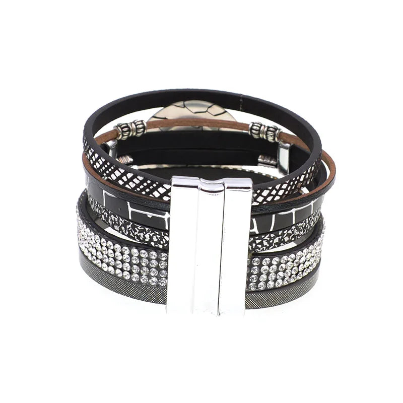 Pulseiras De Couro Charme Gota Azul