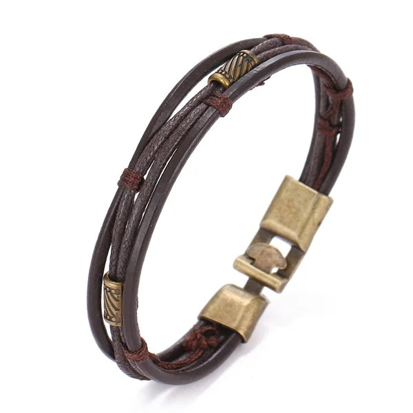Pulseira de Couro Vintage Despojado