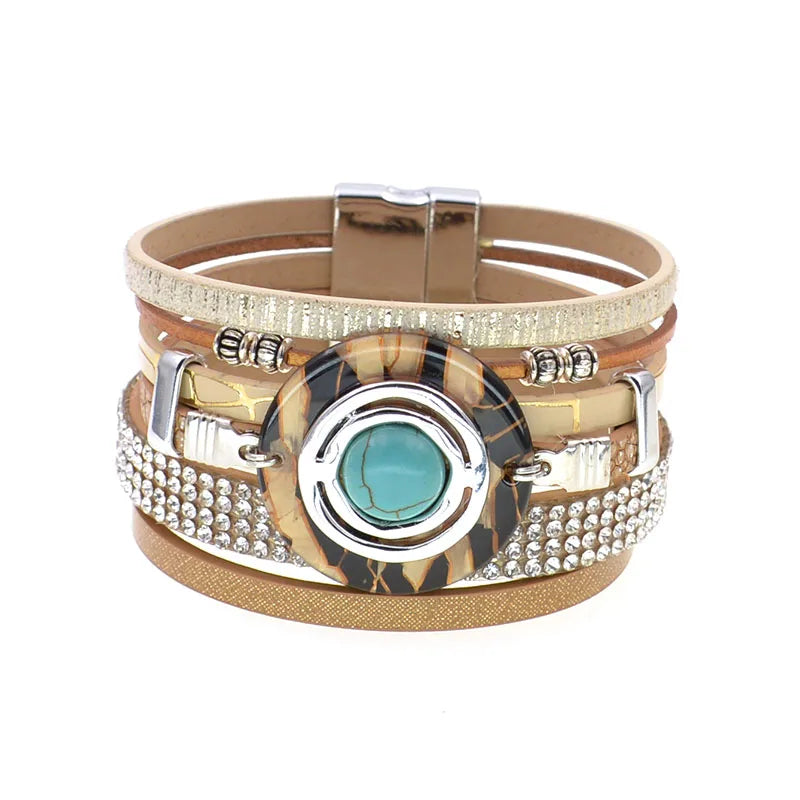 Pulseiras De Couro Charme Gota Azul