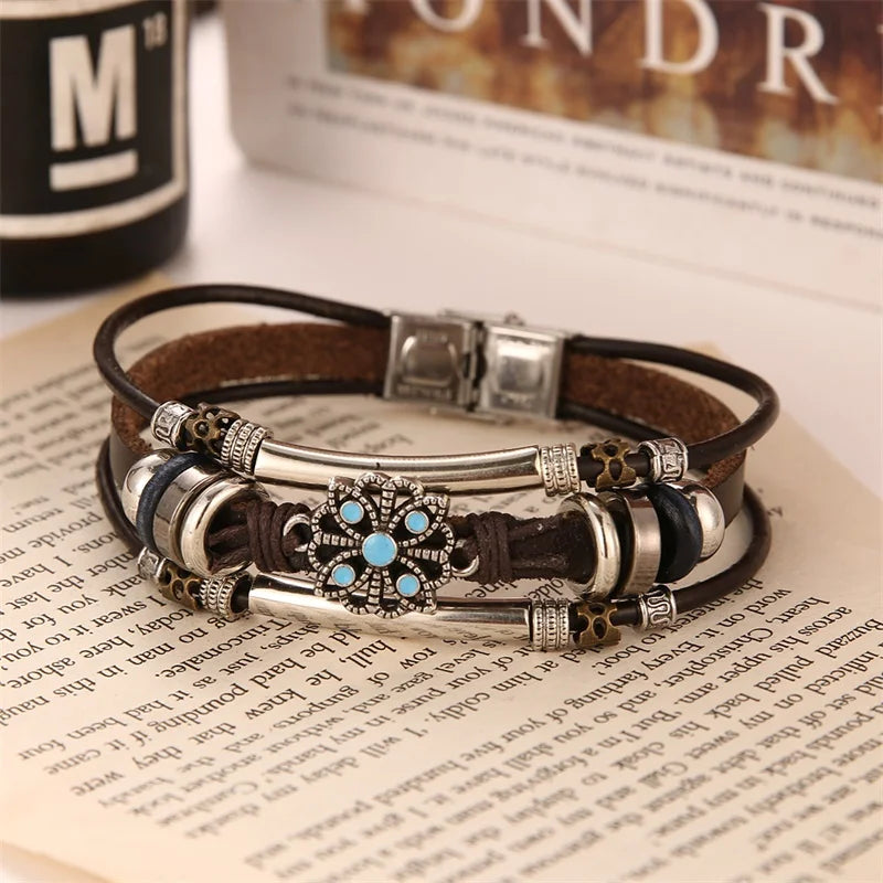 Pulseira de Couro Vintage Despojado