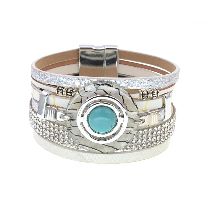 Pulseiras De Couro Charme Gota Azul