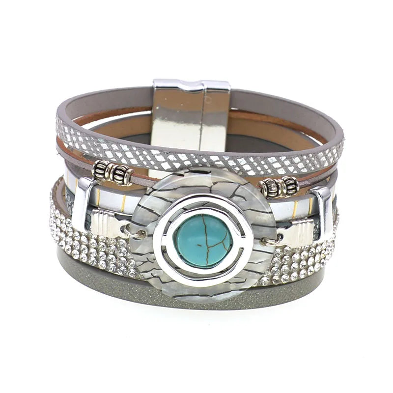 Pulseiras De Couro Charme Gota Azul