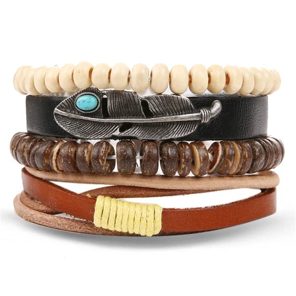 Pulseira de Couro Vintage Despojado