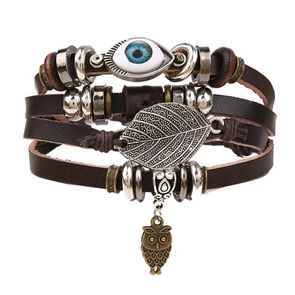 Pulseira de Couro Vintage Despojado