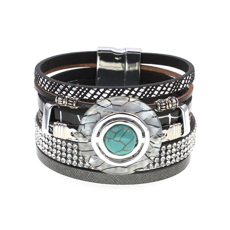 Pulseiras De Couro Charme Gota Azul