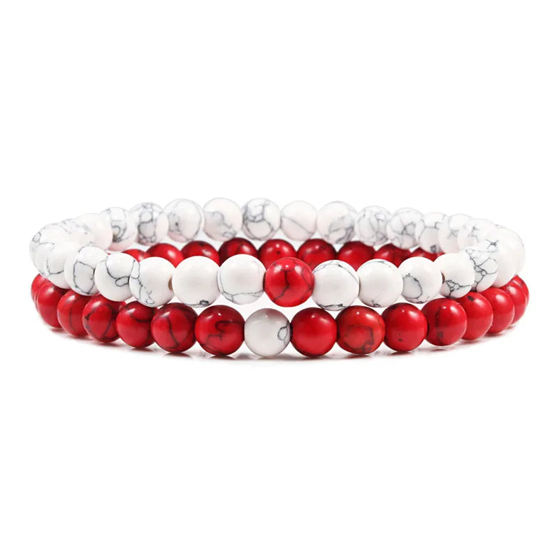 Pulseira Unissex Conjunto Pedra Lava Natural