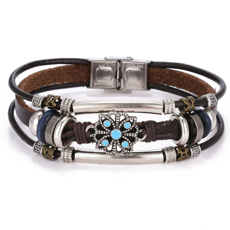 Pulseira de Couro Vintage Despojado