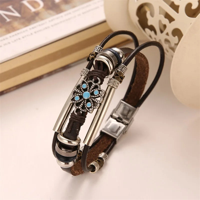 Pulseira de Couro Vintage Despojado