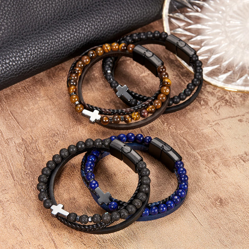 Pulseira Masculina Couro Charme e Fé
