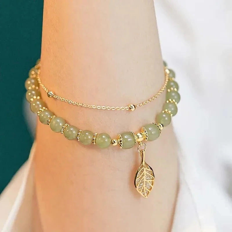 Pulseira Feminina Folha Dourada