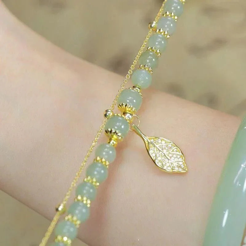 Pulseira Feminina Folha Dourada