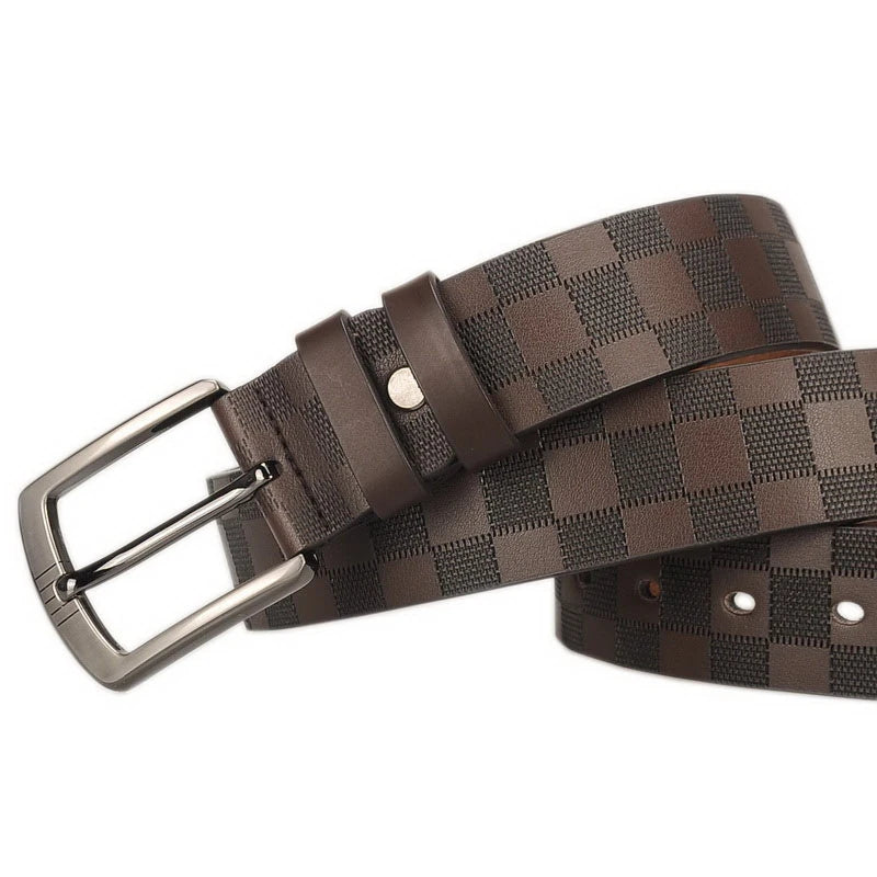 Cinto Masculino de Couro Xadrez