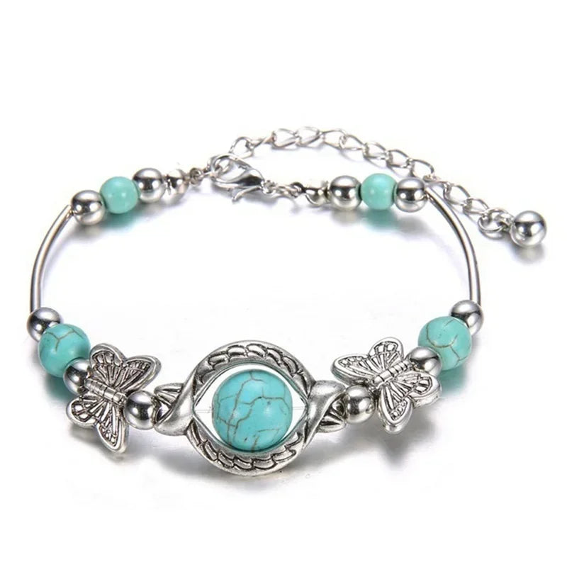 Pulseira Feminina Borboleta Turquesa