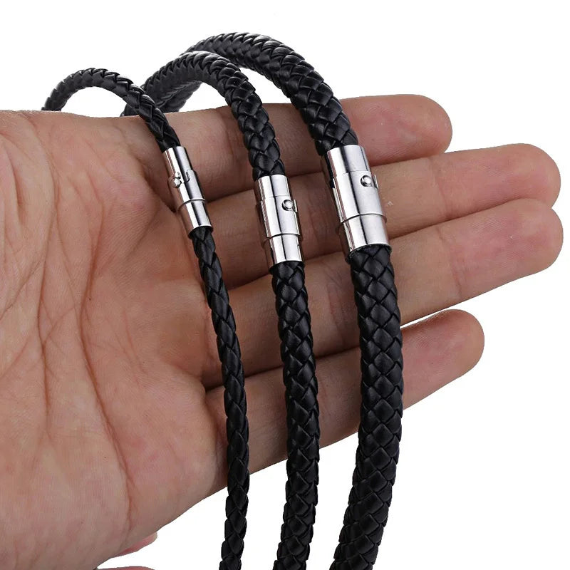 Colar Masculino Couro Trançado