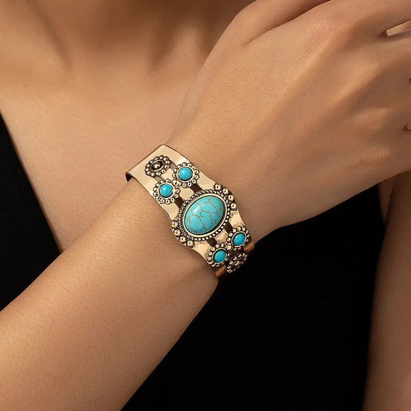 Bracelete Pedra Azul Turquesa
