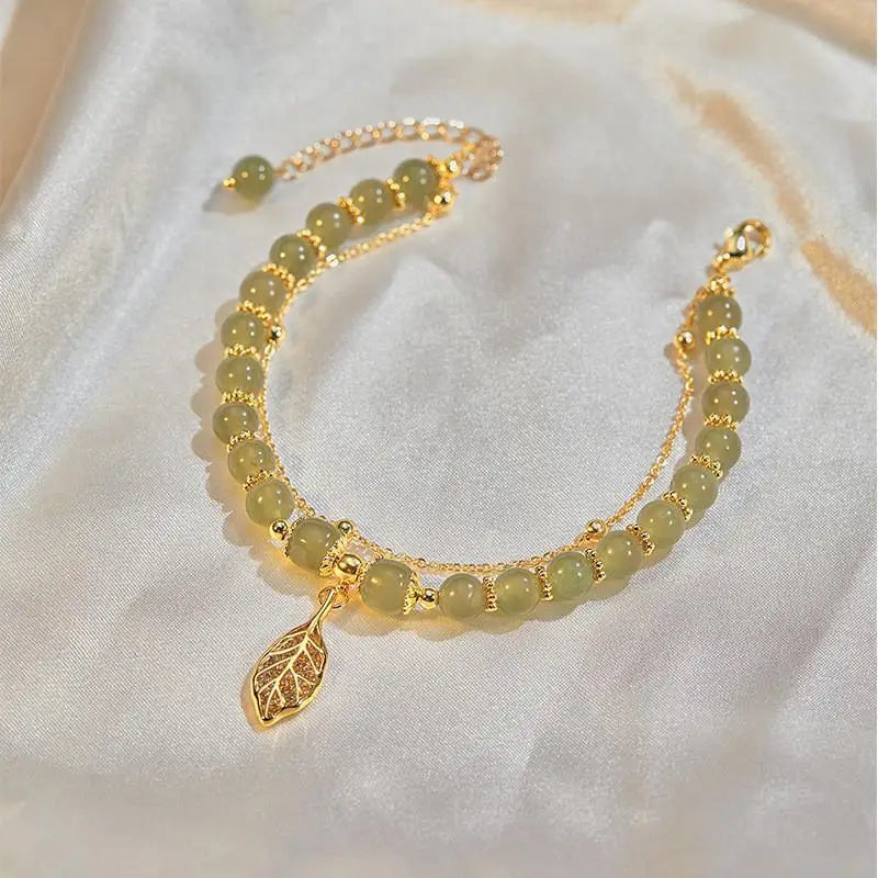 Pulseira Feminina Folha Dourada