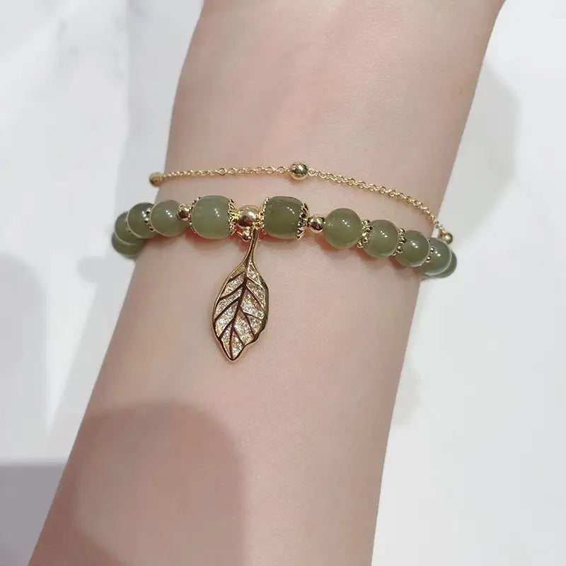 Pulseira Feminina Folha Dourada