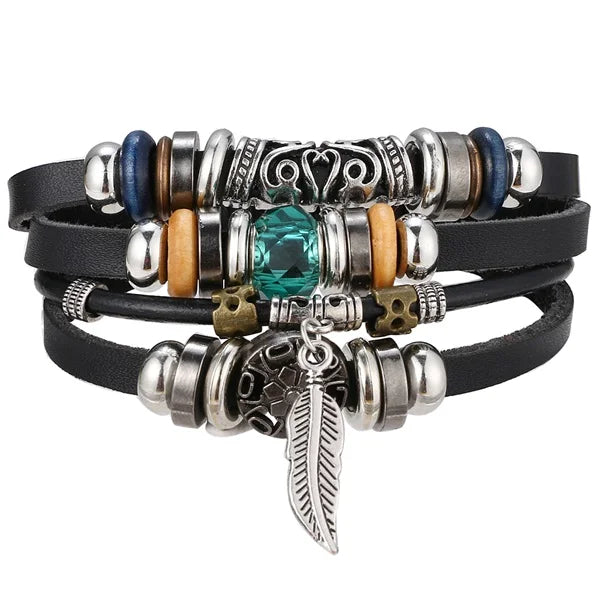 Pulseira de Couro Vintage Despojado