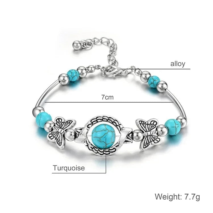Pulseira Feminina Borboleta Turquesa