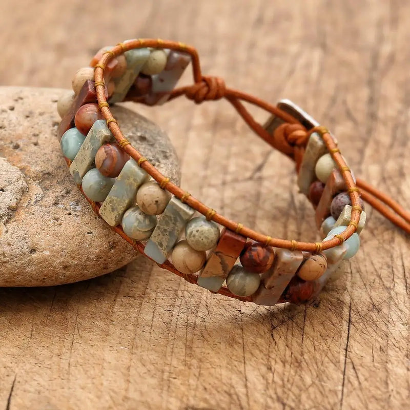 Pulseira Pedras Artesanais Vintage