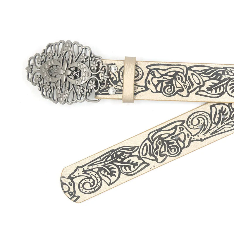 Cinto Feminino Flor Prateada
