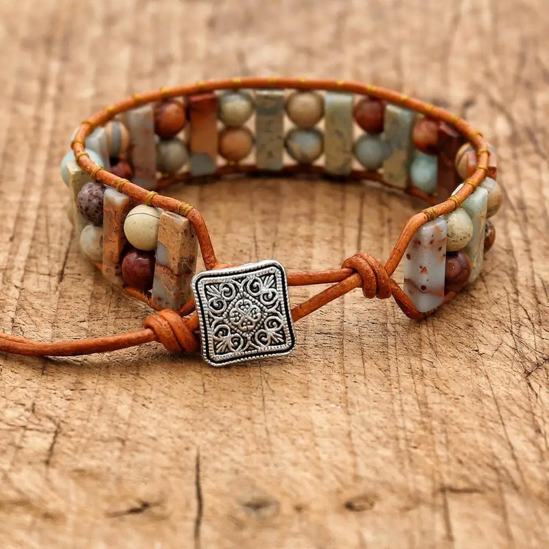 Pulseira Pedras Artesanais Vintage