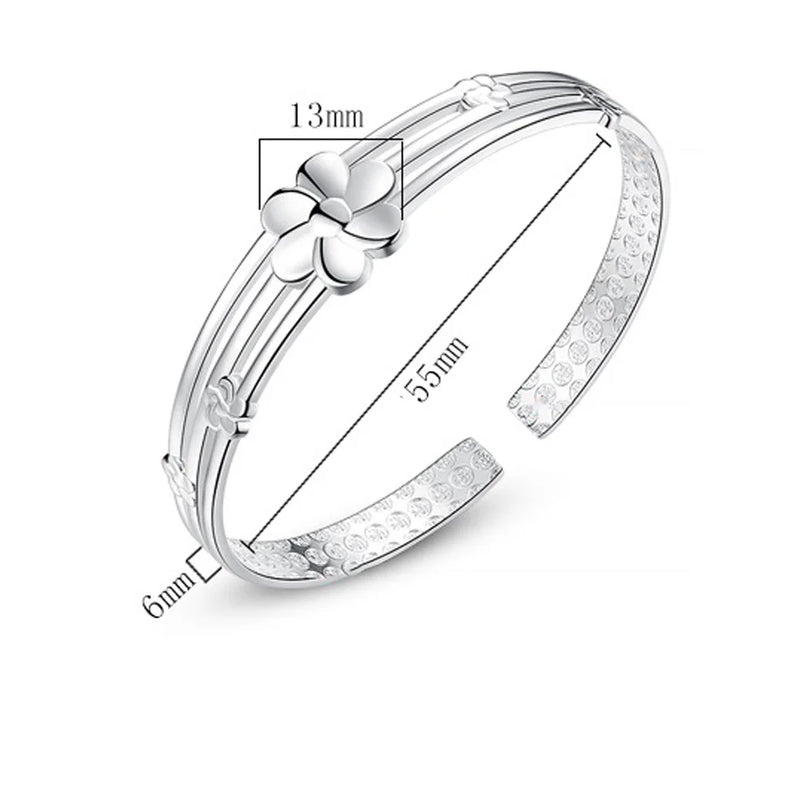 Pulseira Prata Esterlina Flor e Requinte