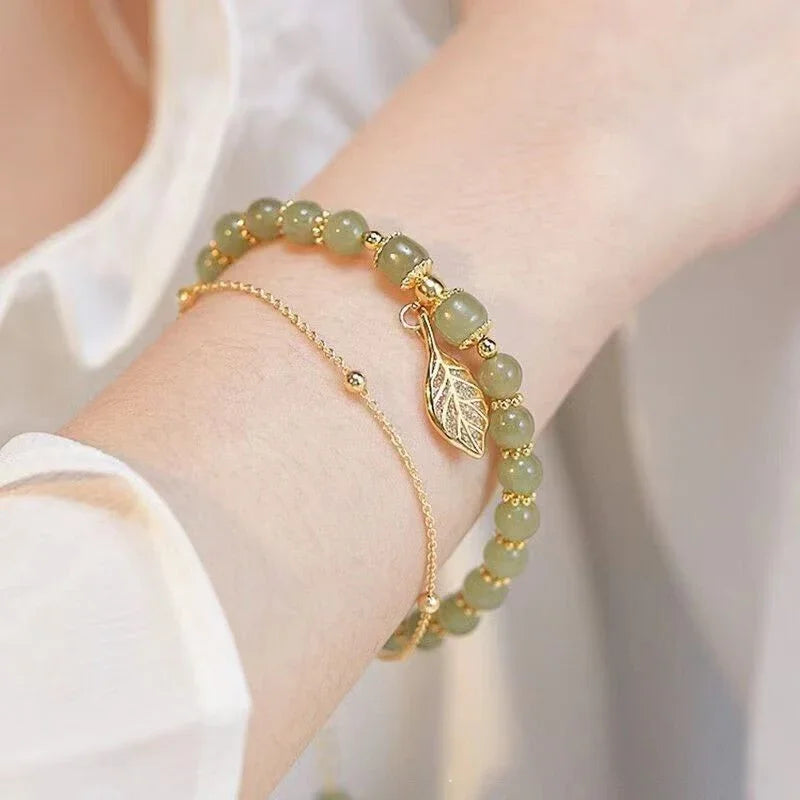 Pulseira Feminina Folha Dourada