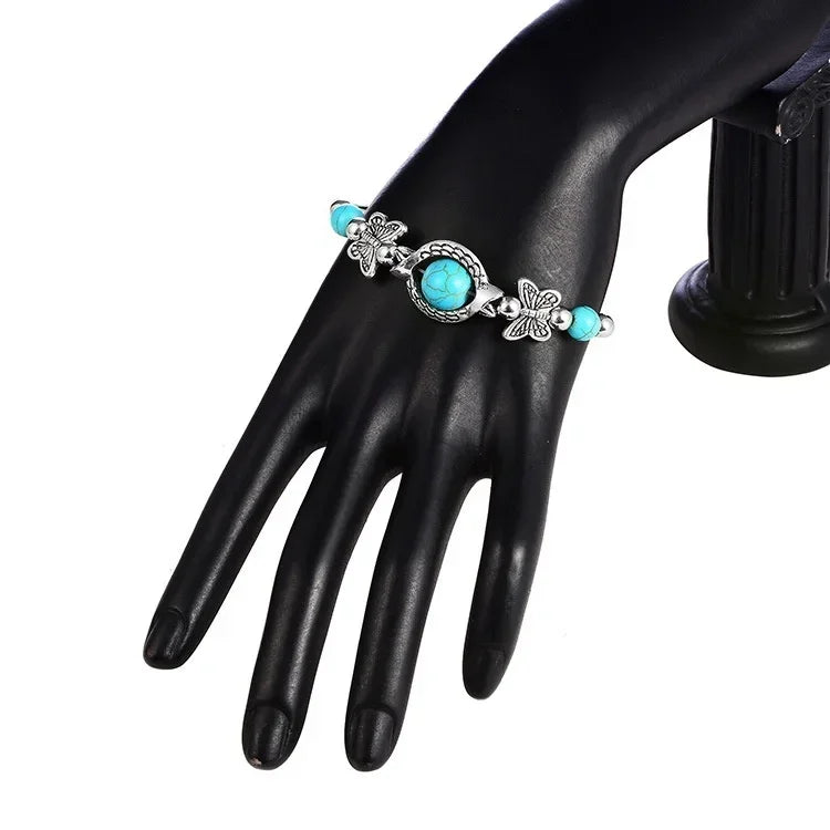 Pulseira Feminina Borboleta Turquesa