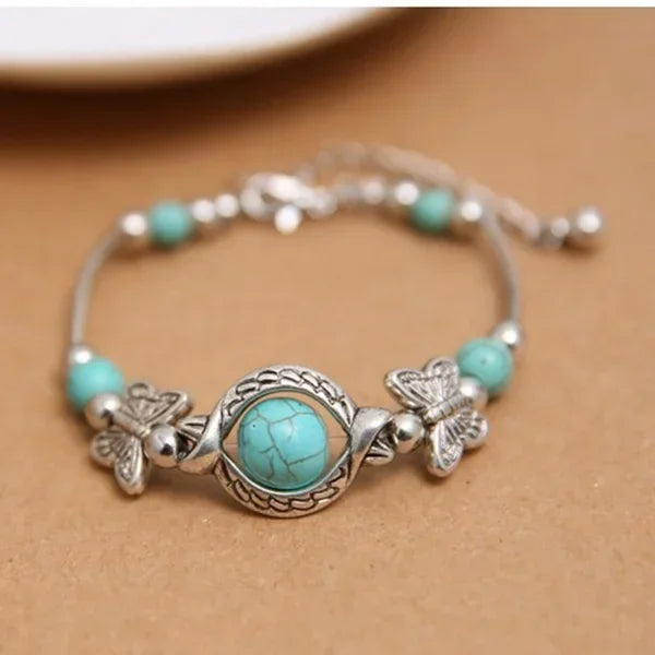 Pulseira Feminina Borboleta Turquesa