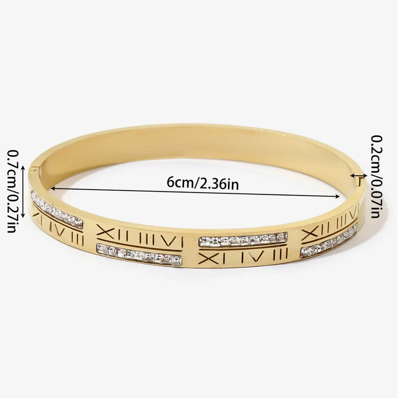 Pulseira Dourada em Aço Inoxidável com Zircônias