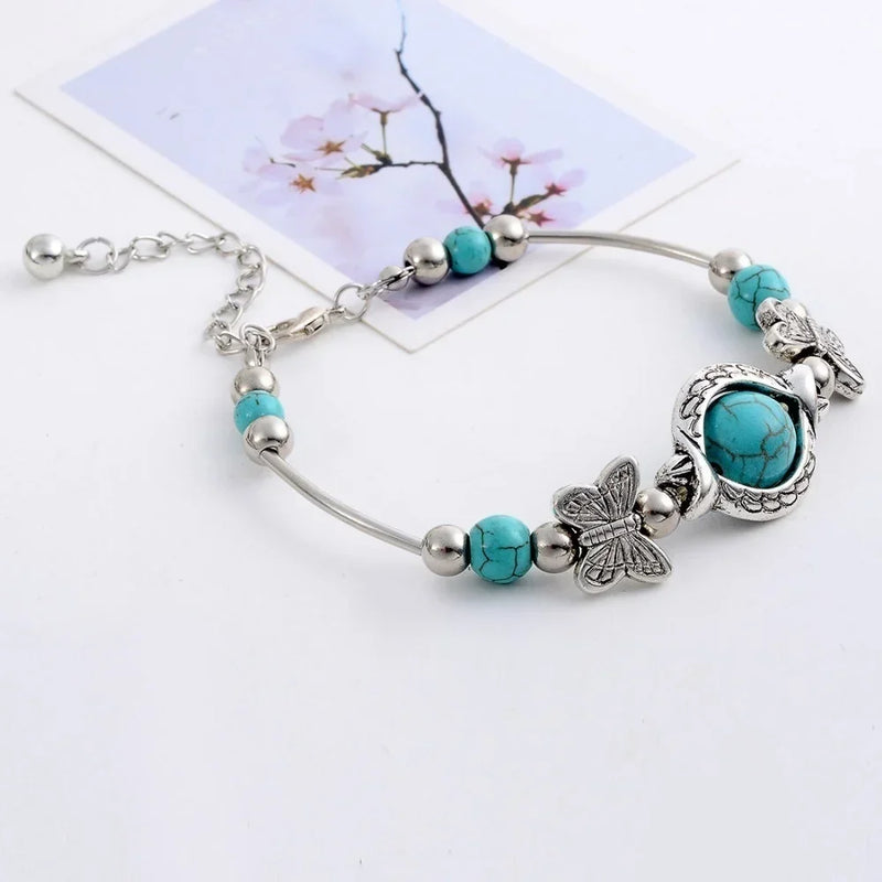 Pulseira Feminina Borboleta Turquesa